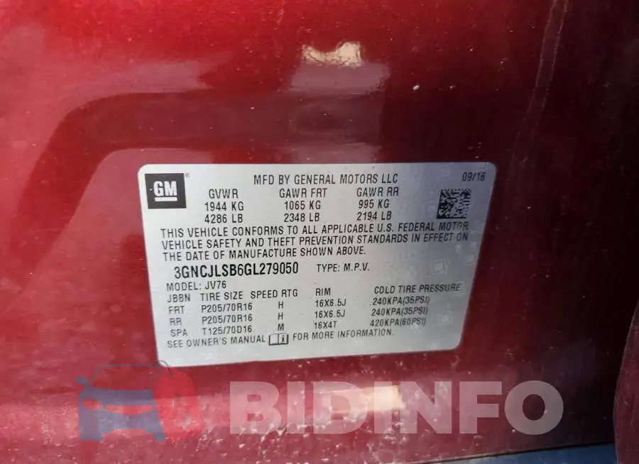3GNCJLSB6GL279050 Photo# 12