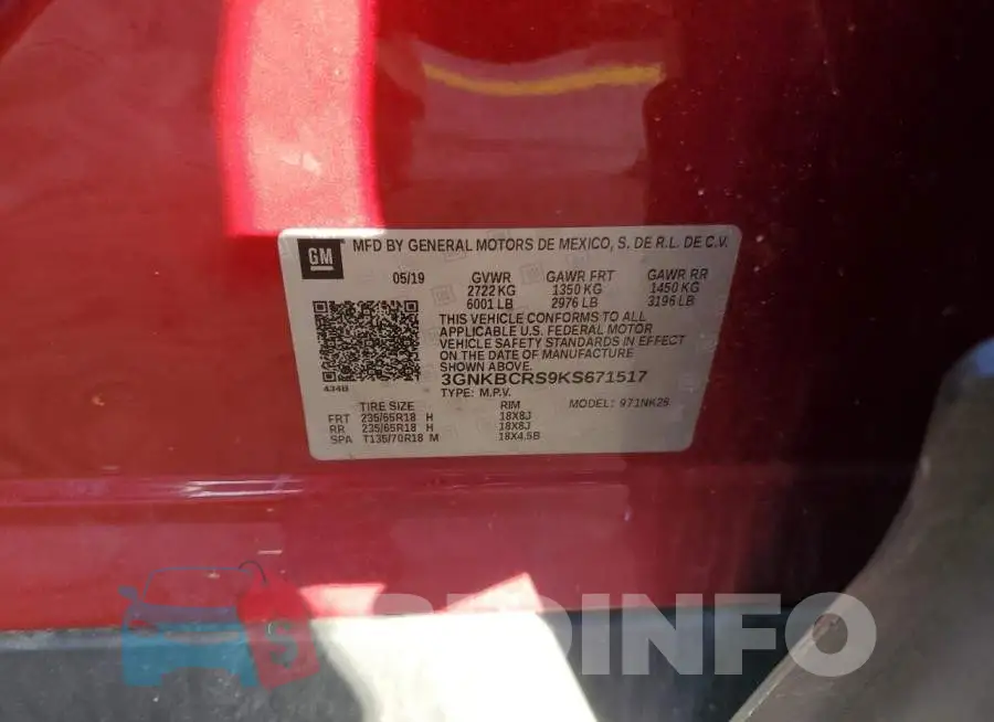 3GNKBCRS9KS671517 Photo# 12