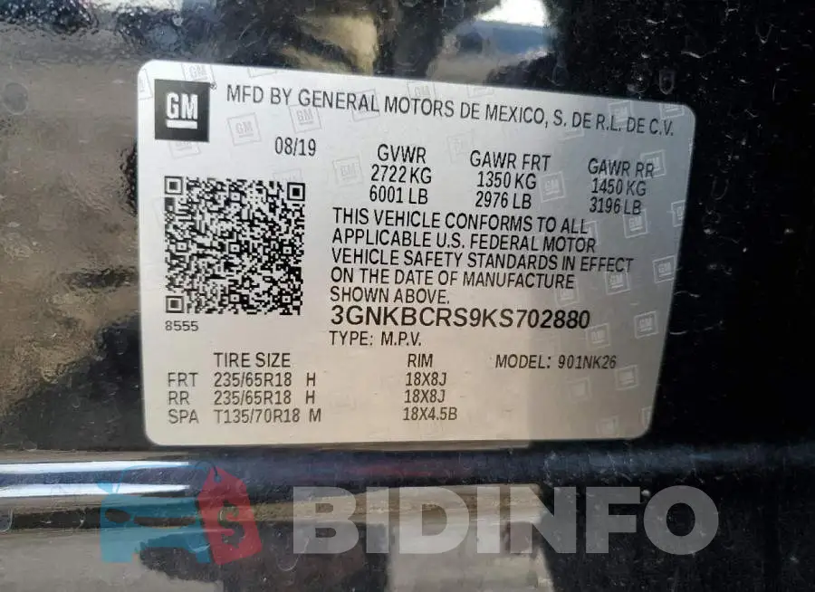 3GNKBCRS9KS702880 Photo# 13