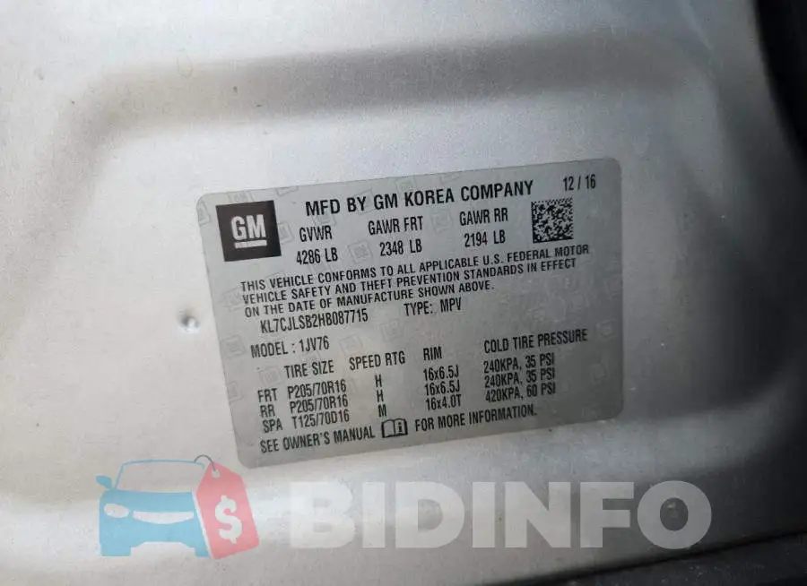 KL7CJLSB2HB087715 Photo# 13