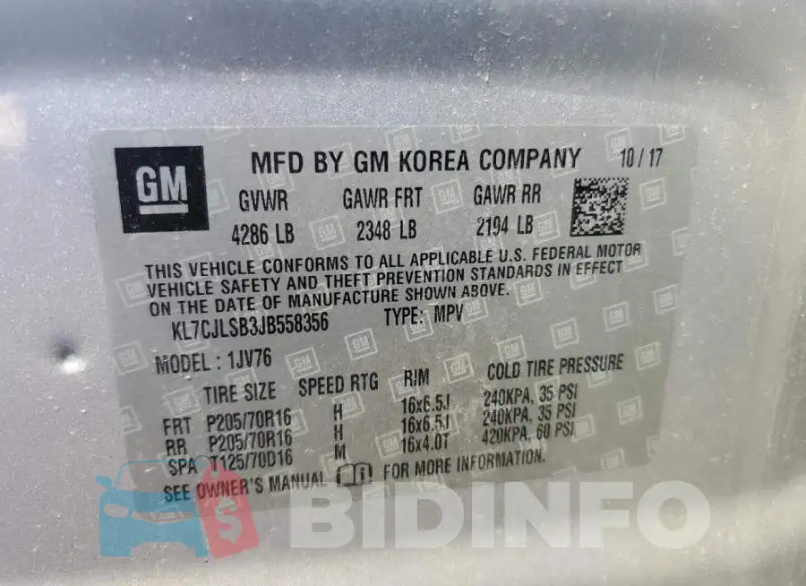 KL7CJLSB3JB558356 Photo# 12