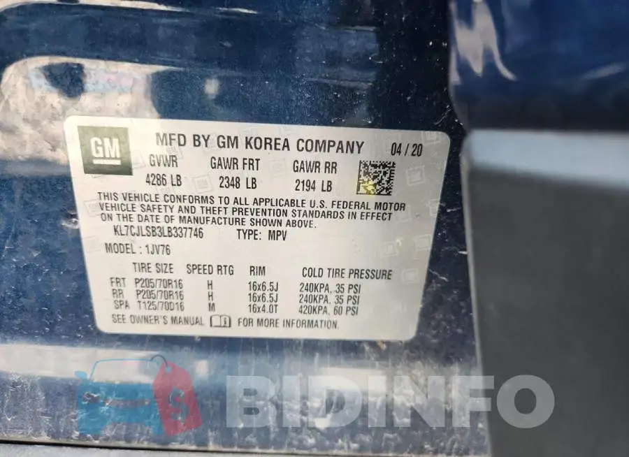 KL7CJLSB3LB337746 Photo# 14