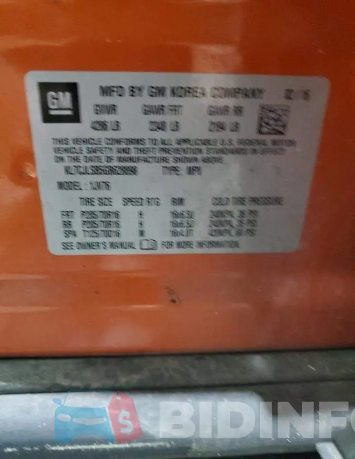 KL7CJLSB5GB628898 Photo# 13