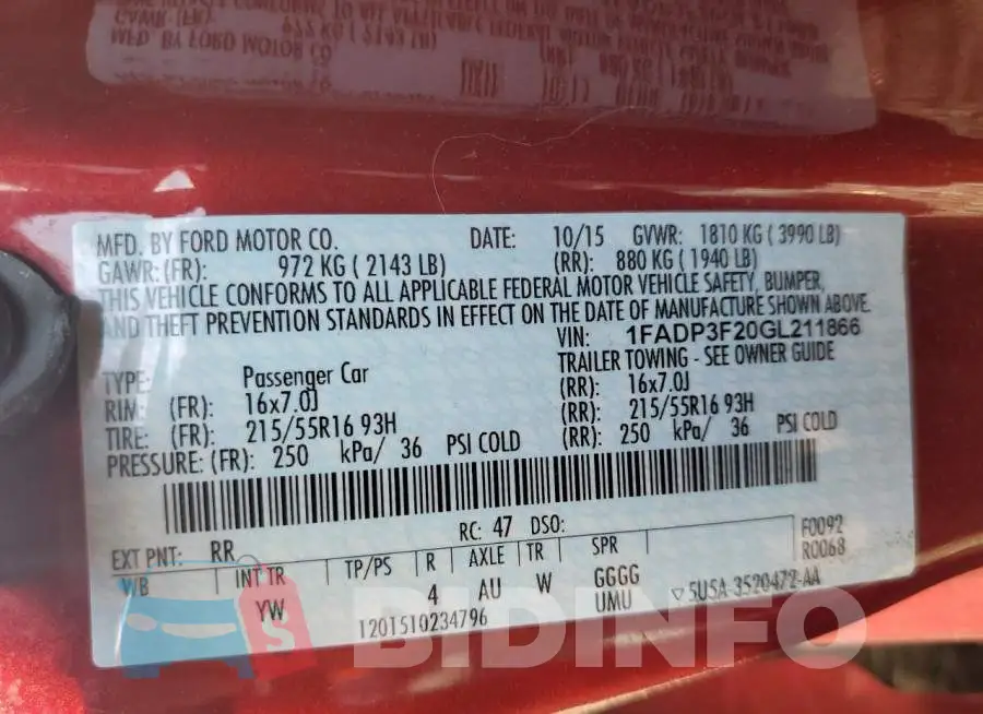 1FADP3F20GL211866 Photo# 12