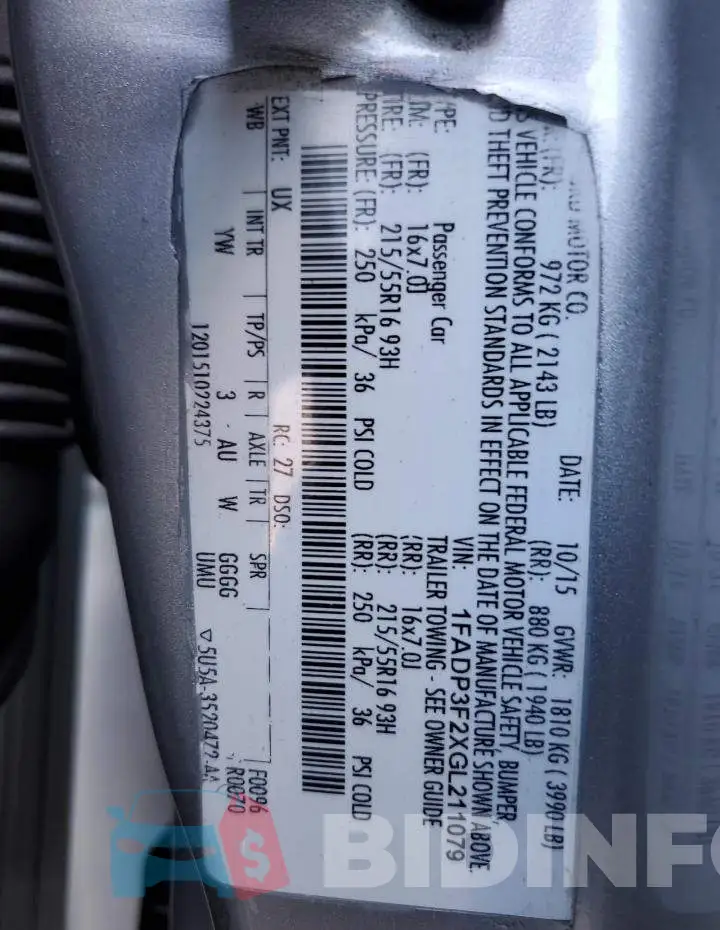 1FADP3F2XGL211079 Photo# 12