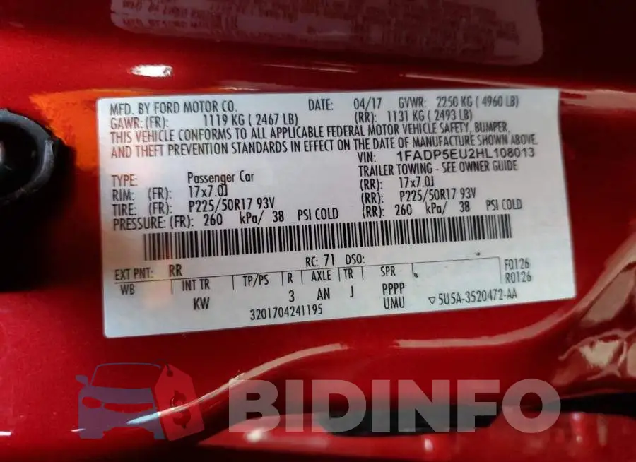 1FADP5EU2HL108013 Photo# 12