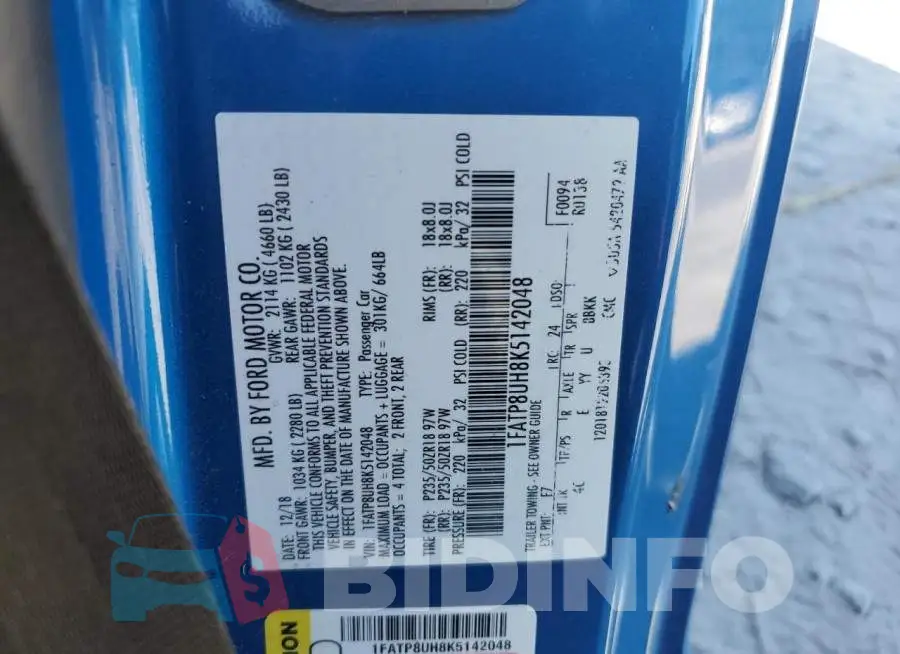 1FATP8UH8K5142048 Photo# 13