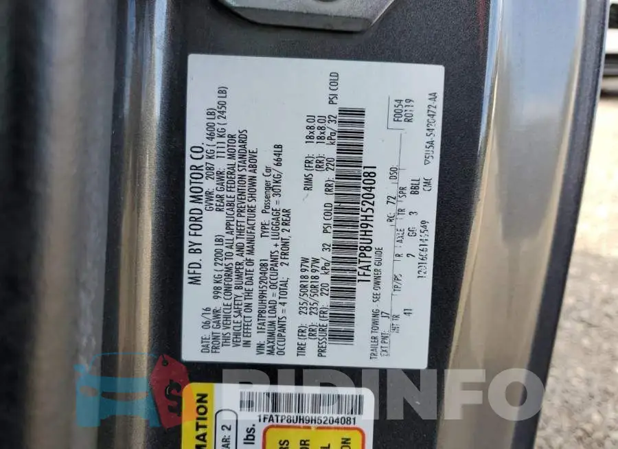 1FATP8UH9H5204081 Photo# 12