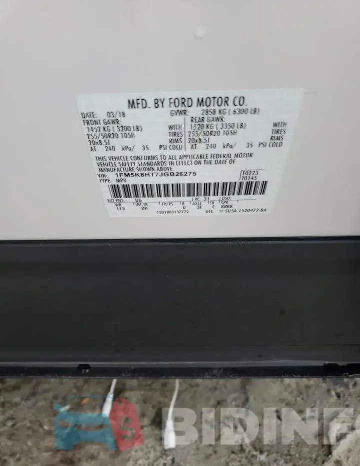 1FM5K8HT7JGB26275 Photo# 13