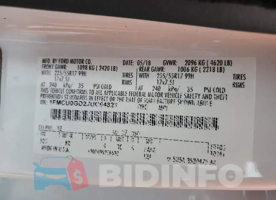 1FMCU0GD2JUC64823 Photo# 13