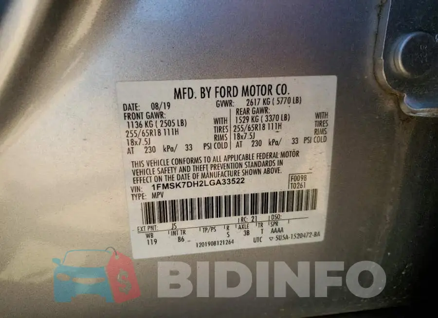 1FMSK7DH2LGA33522 Photo# 14