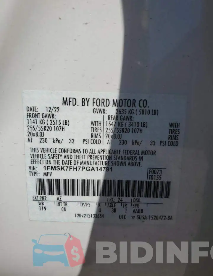 1FMSK7FH7PGA14791 Photo# 13