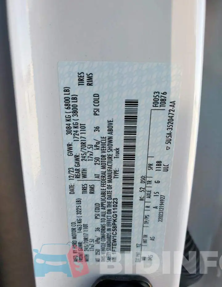 1FTEW1C58PKG11023 Photo# 13