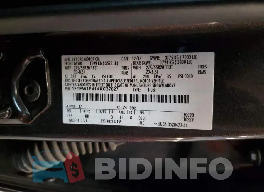 1FTEW1E41KKC37027 Photo# 12