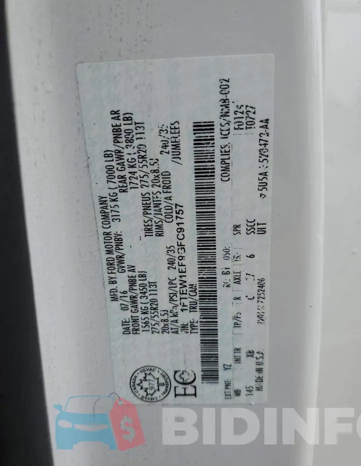 1FTEW1EF9GFC91757 Photo# 13