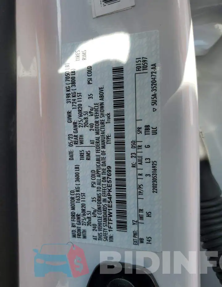 1FTFW1E54PKE57699 Photo# 12
