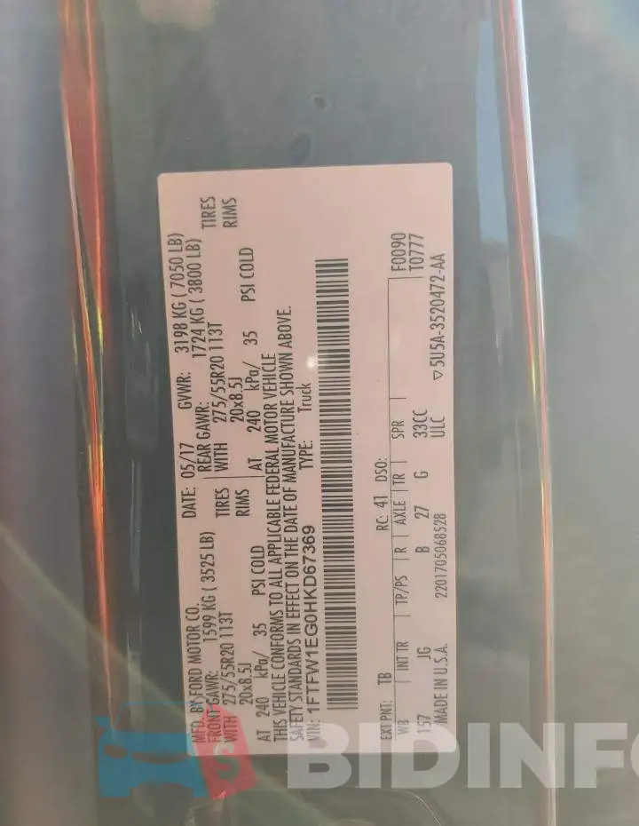 1FTFW1EG0HKD67369 Photo# 12