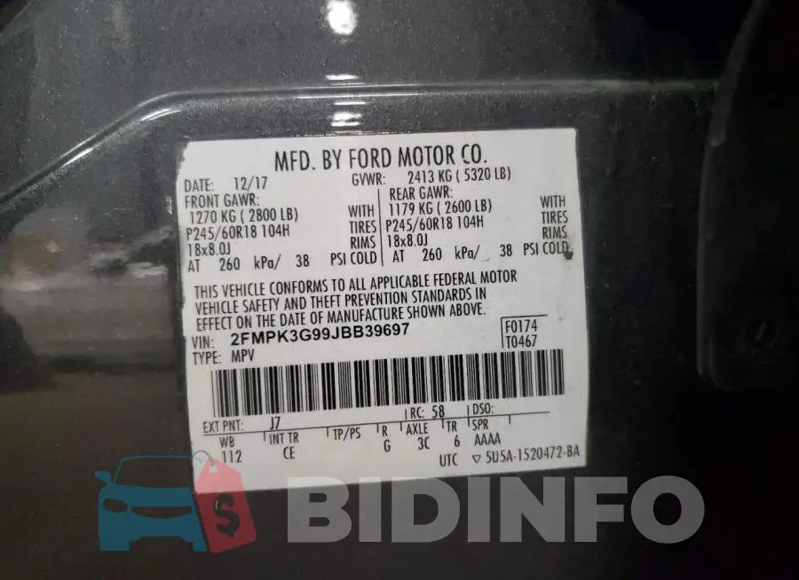 2FMPK3G99JBB39697 Photo# 13