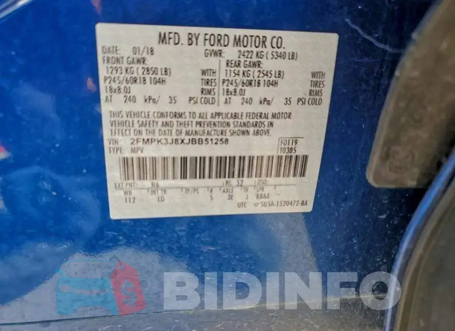 2FMPK3J8XJBB51258 Photo# 13