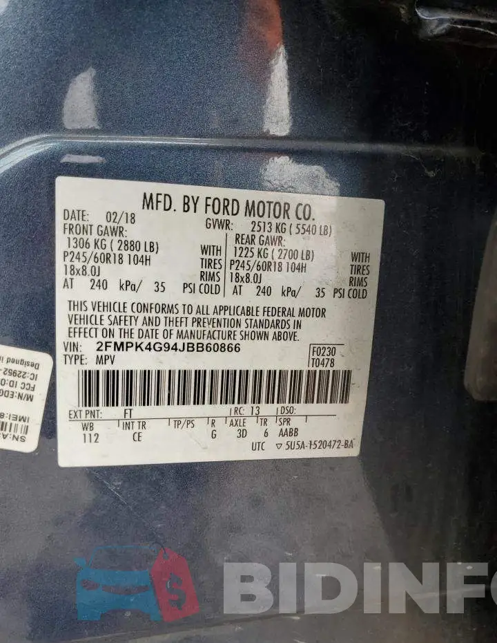 2FMPK4G94JBB60866 Photo# 12