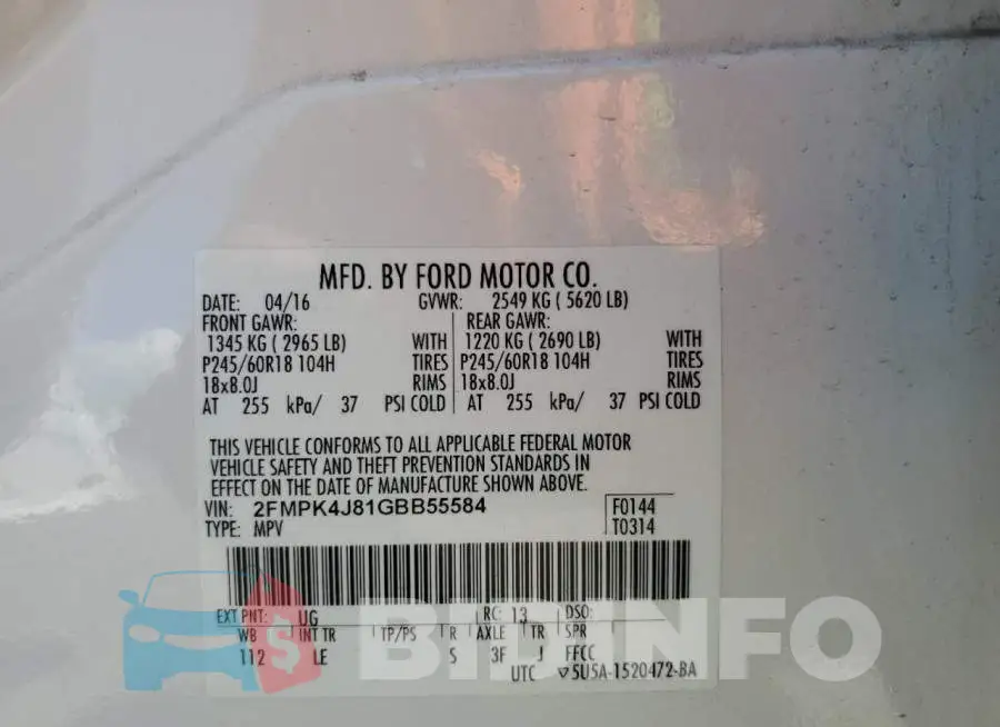 2FMPK4J81GBB55584 Photo# 13