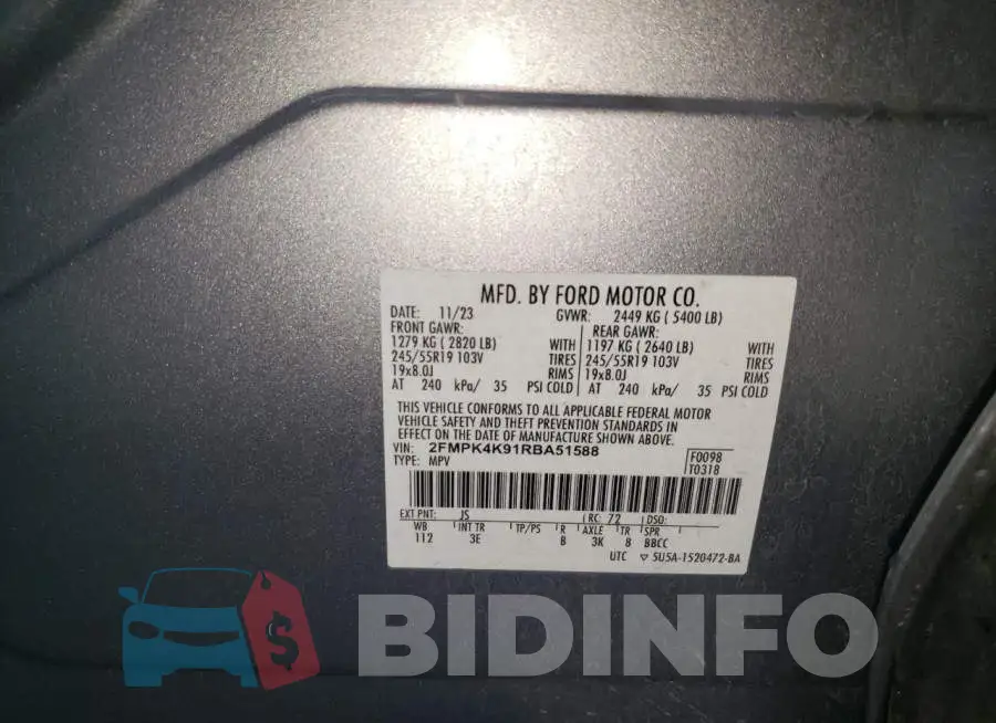 2FMPK4K91RBA51588 Photo# 14