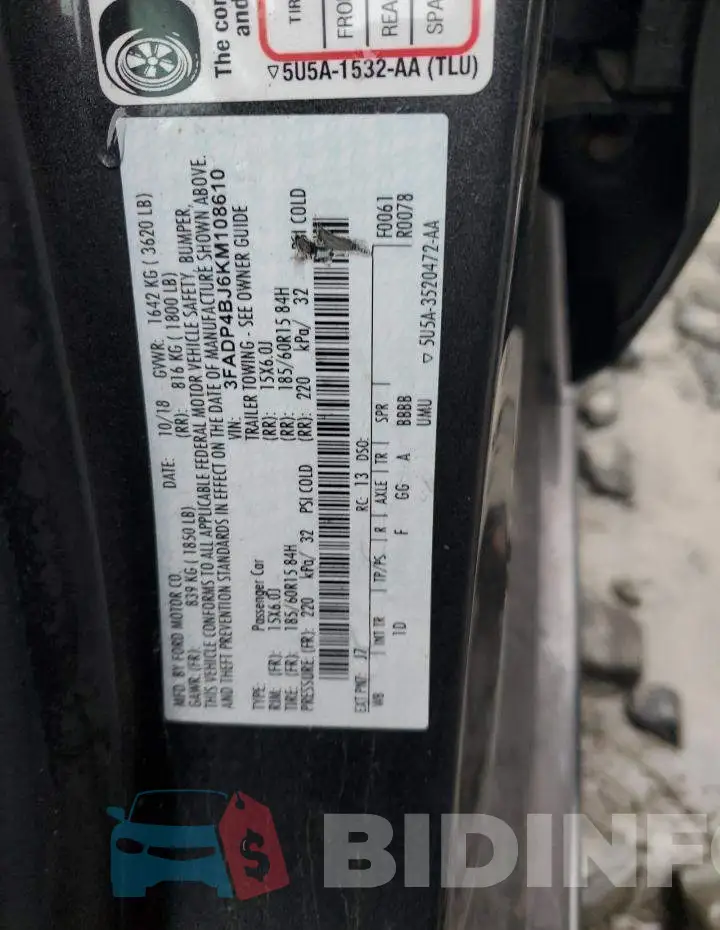 3FADP4BJ6KM108610 Photo# 12