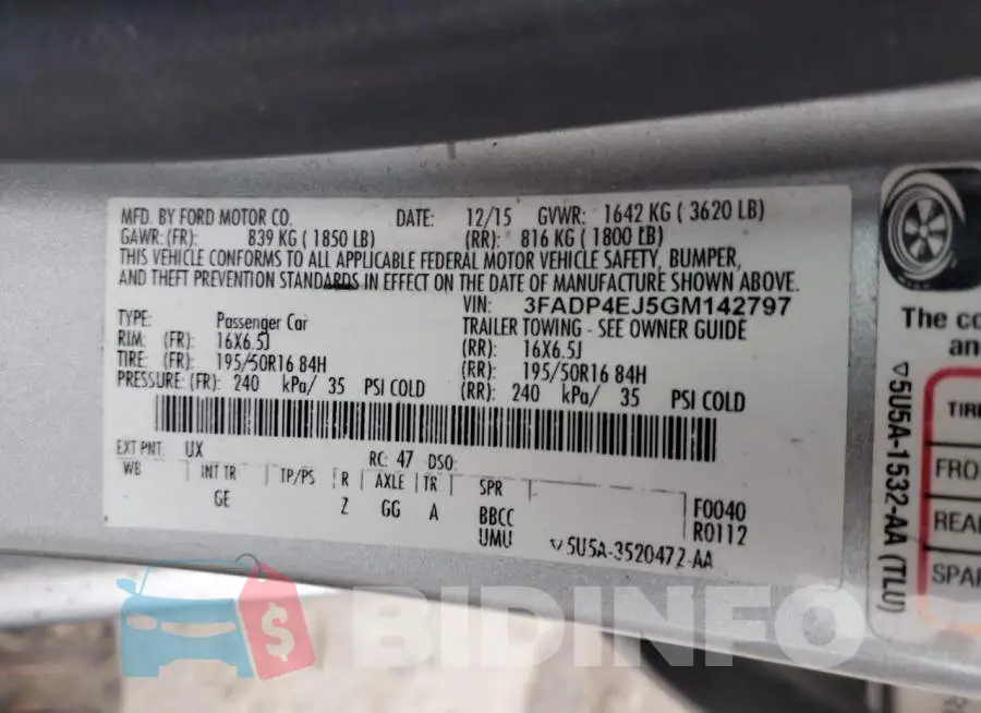 3FADP4EJ5GM142797 Photo# 12