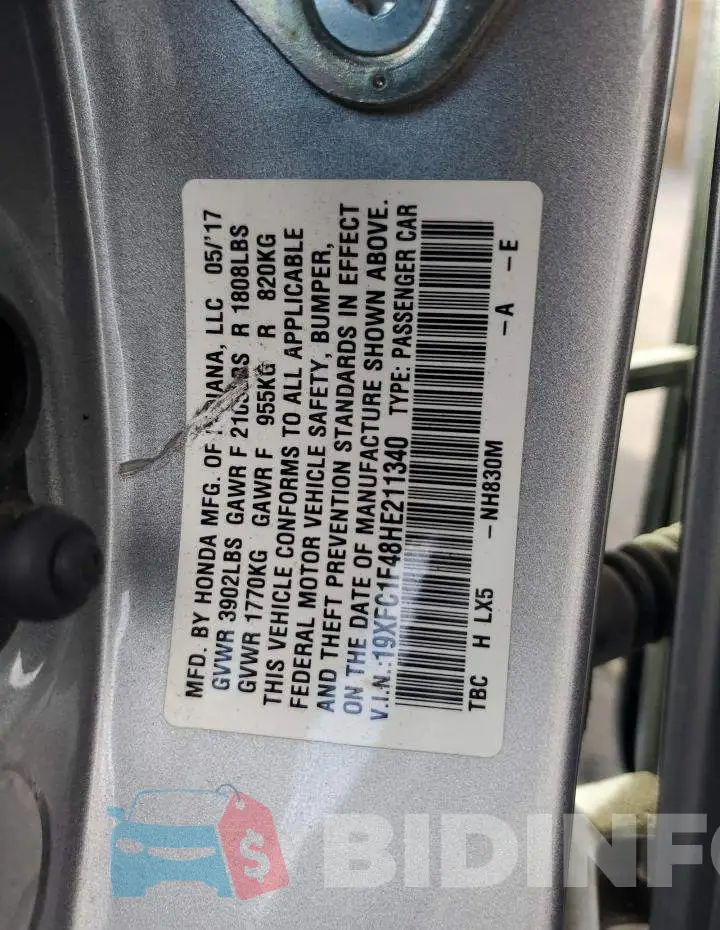 19XFC1F48HE211340 Photo# 13