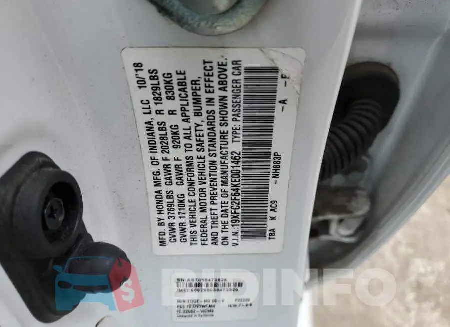 19XFC2F64KE001462 Photo# 12