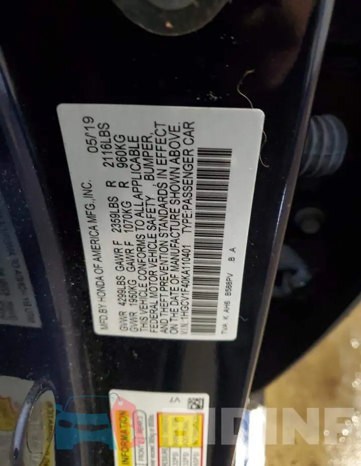 1HGCV1F40KA110401 Photo# 13