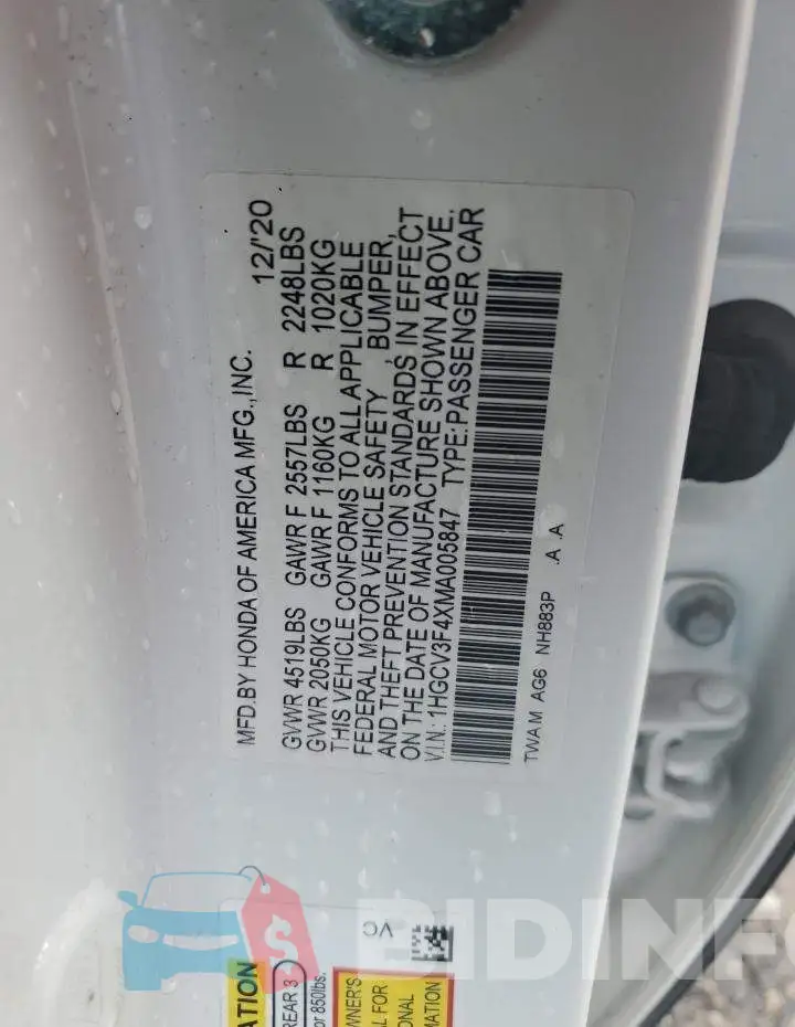 1HGCV3F4XMA005847 Photo# 12