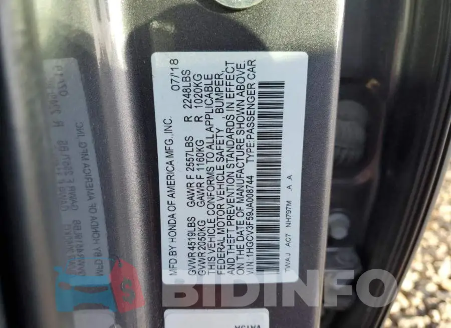 1HGCV3F59JA008744 Photo# 13