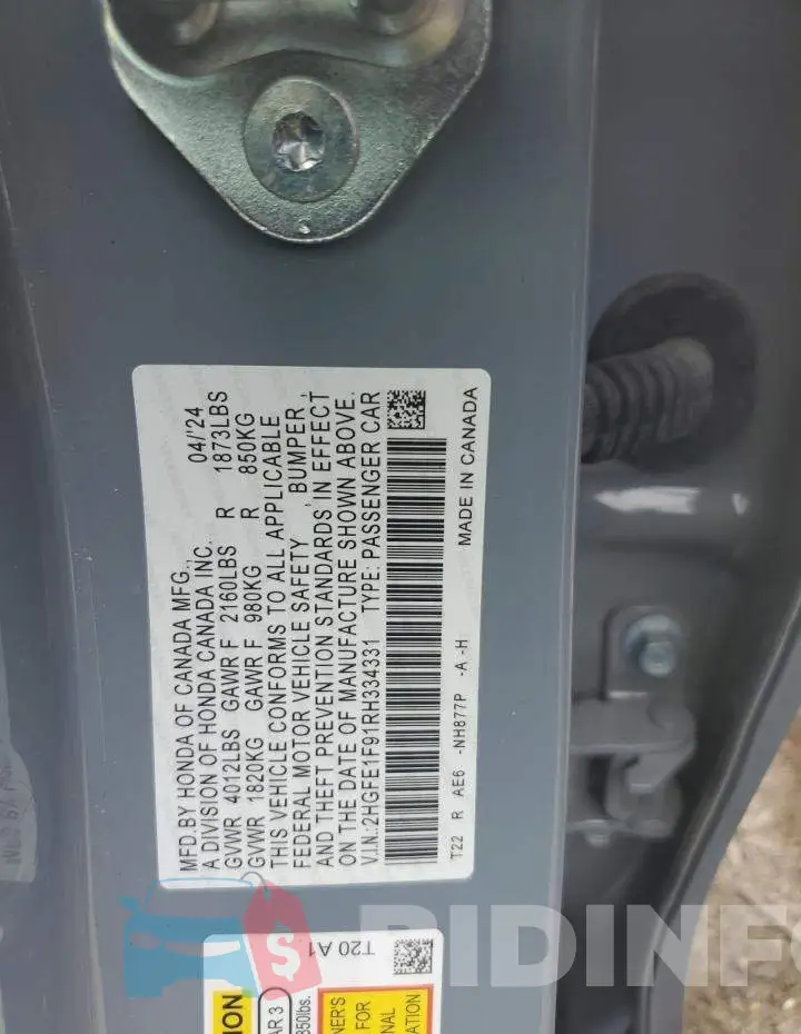 2HGFE1F91RH334331 Photo# 12