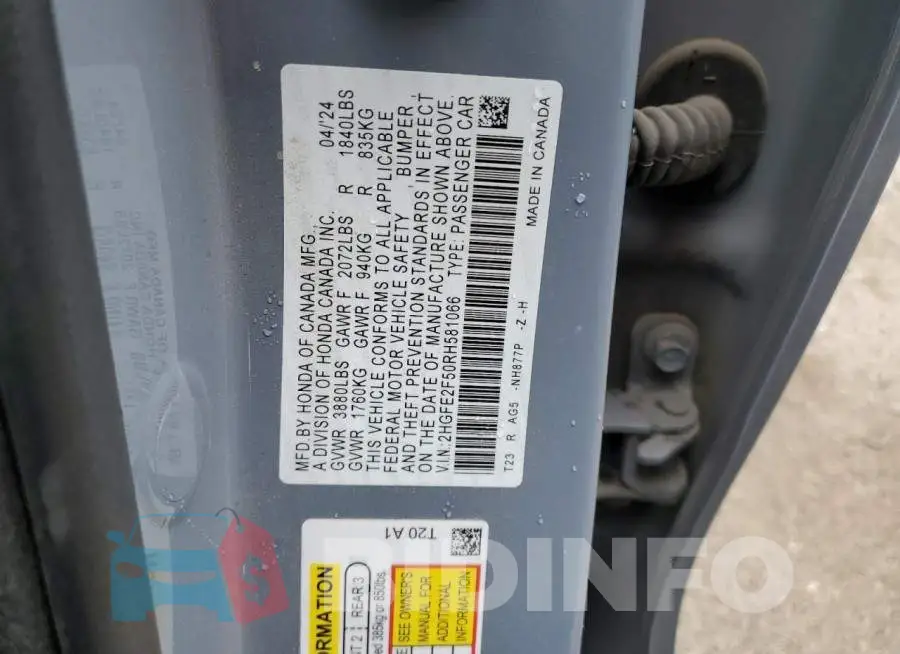 2HGFE2F50RH581066 Photo# 13