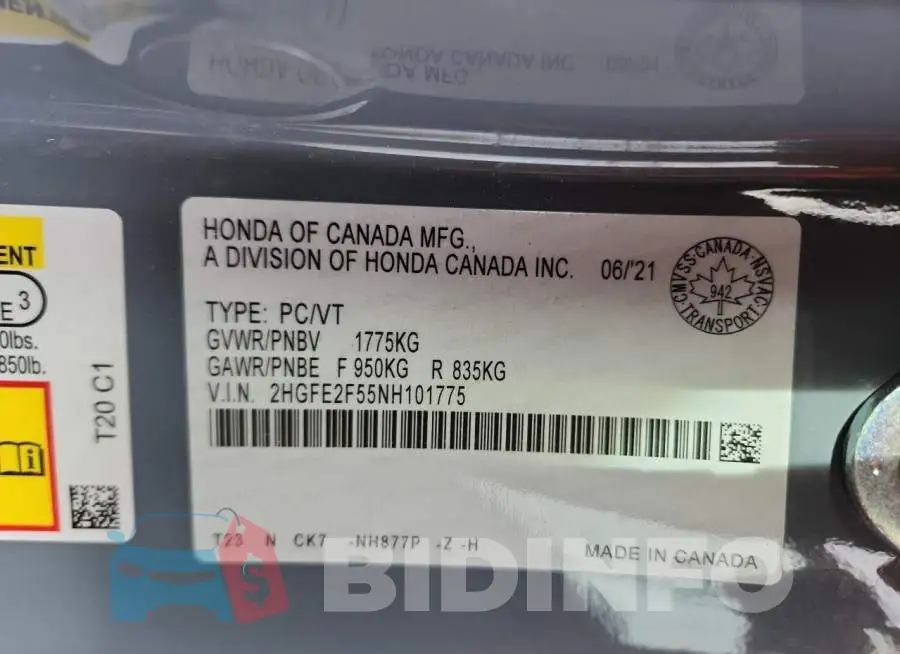 2HGFE2F55NH101775 Photo# 13