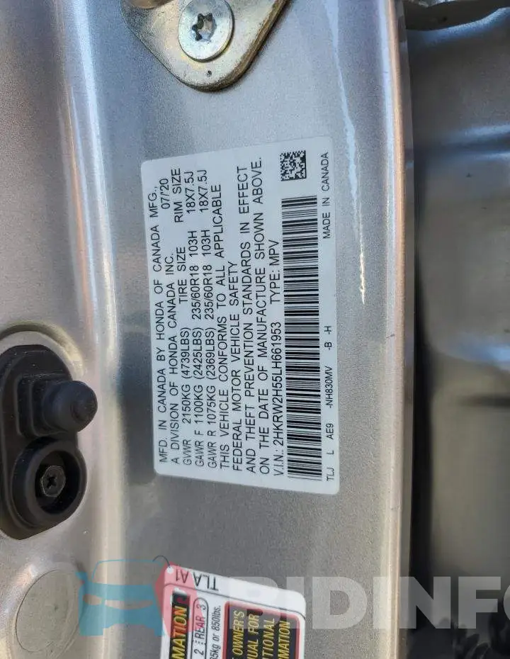 2HKRW2H55LH661953 Photo# 14