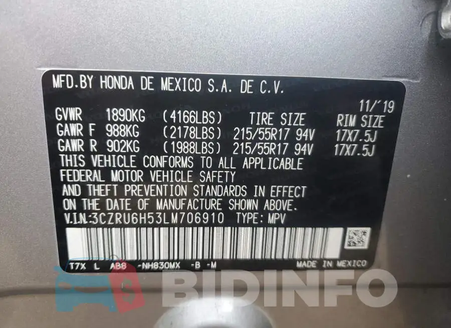 3CZRU6H53LM706910 Photo# 13