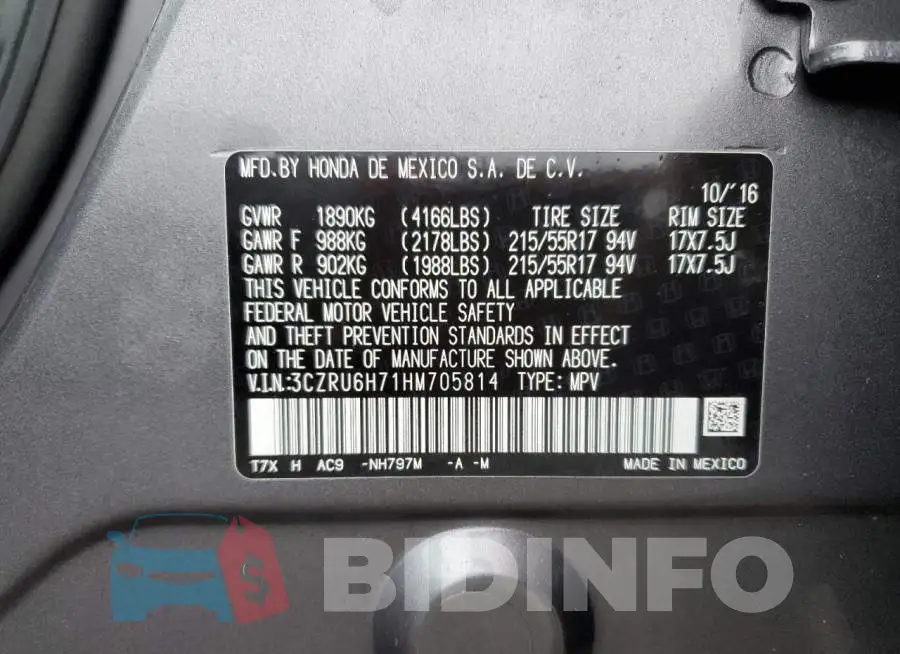 3CZRU6H71HM705814 Photo# 13