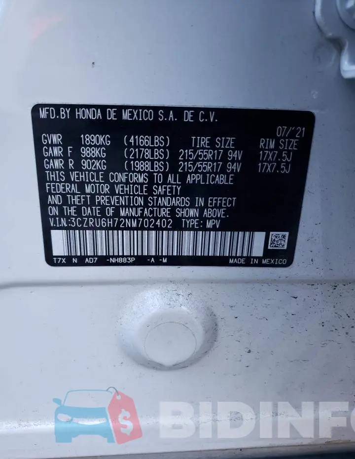 3CZRU6H72NM702402 Photo# 13