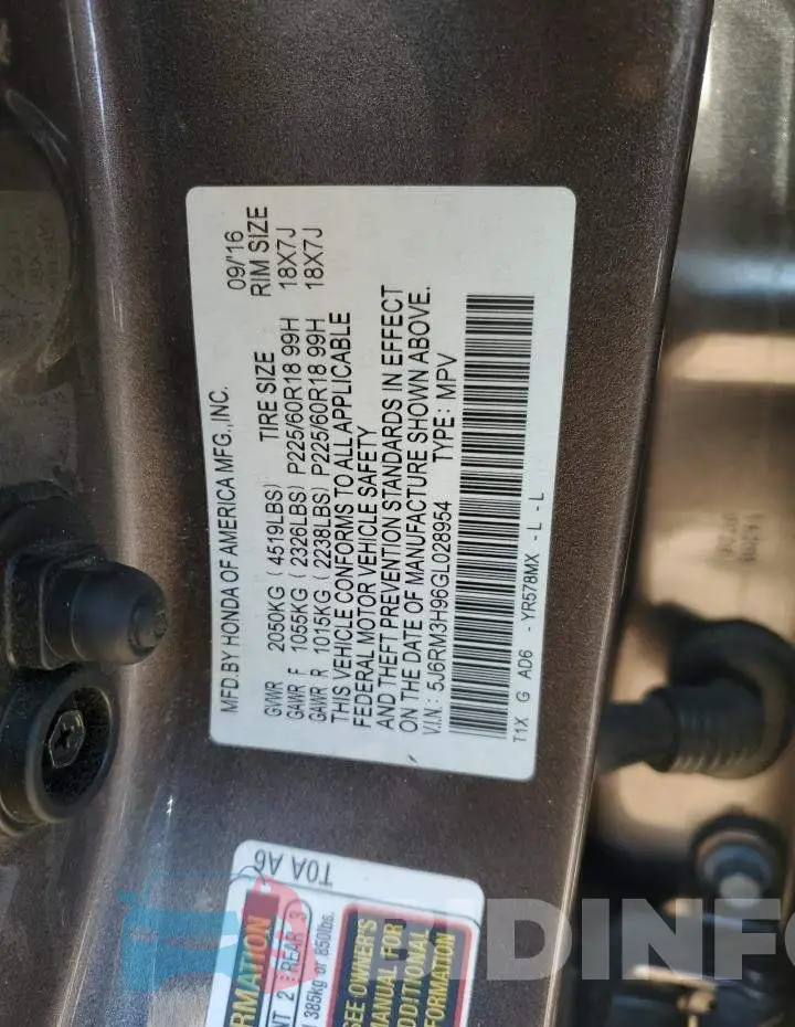 5J6RM3H96GL028954 Photo# 12