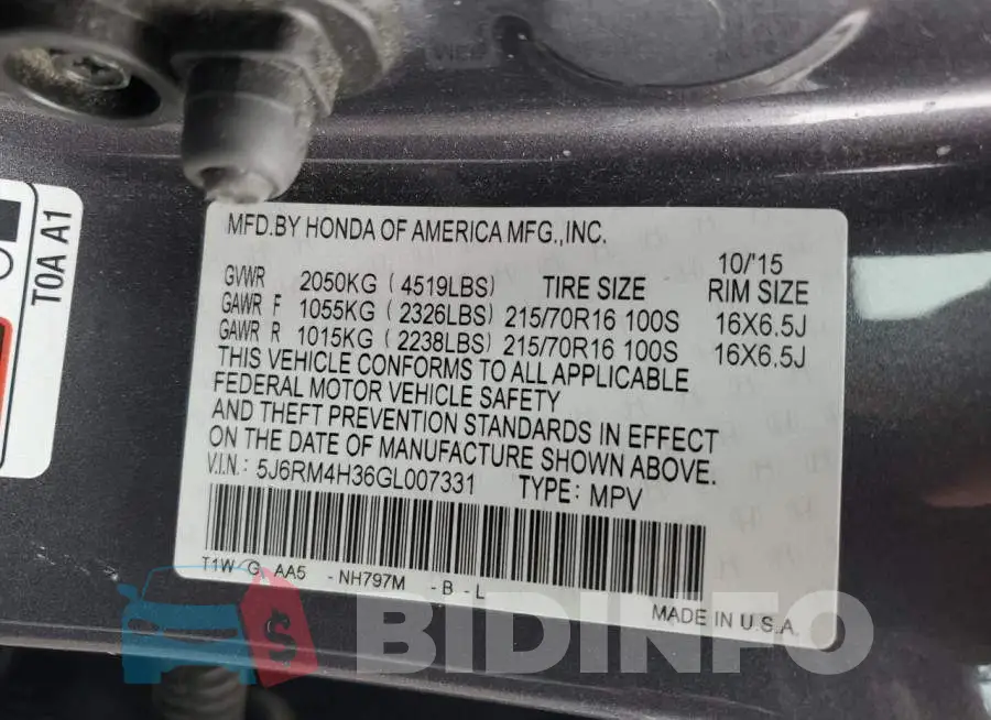 5J6RM4H36GL007331 Photo# 13