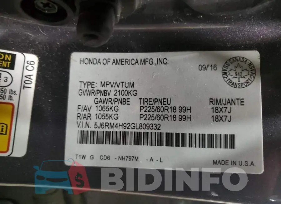 5J6RM4H92GL809332 Photo# 13