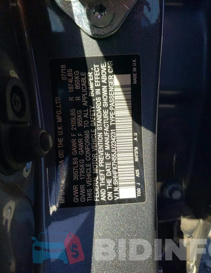SHHFK7H55JU234231 Photo# 12