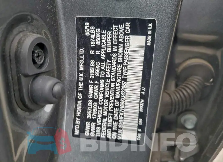 SHHFK7H86KU422087 Photo# 12
