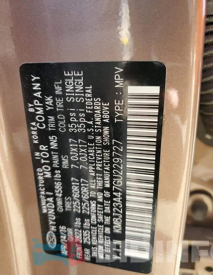 KM8J23A47GU229727 Photo# 13