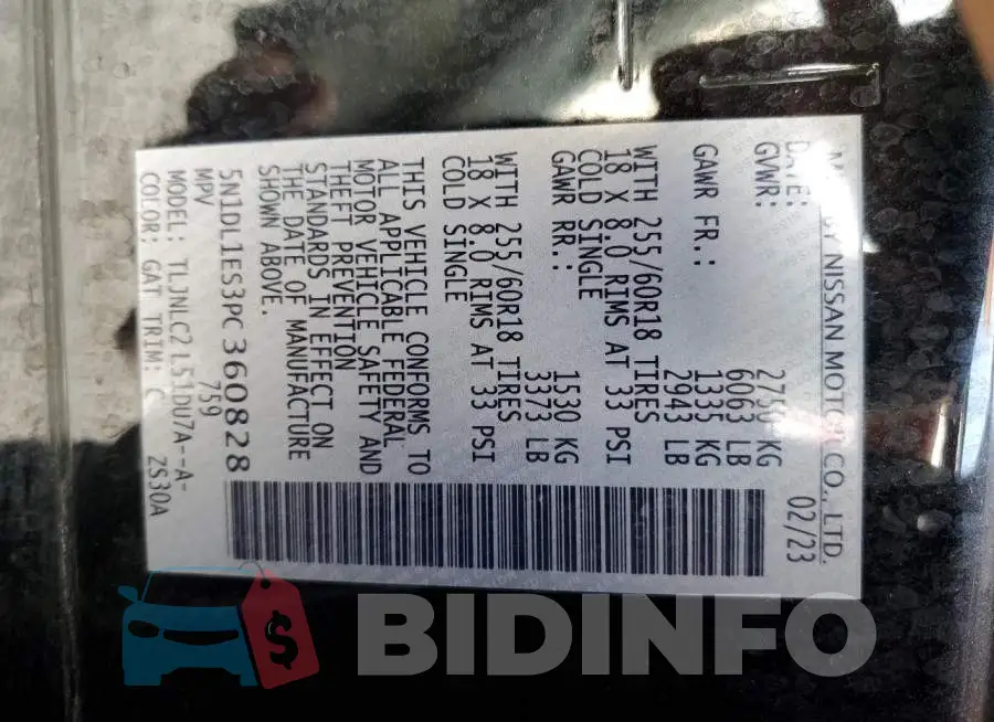 5N1DL1ES3PC360828 Photo# 13