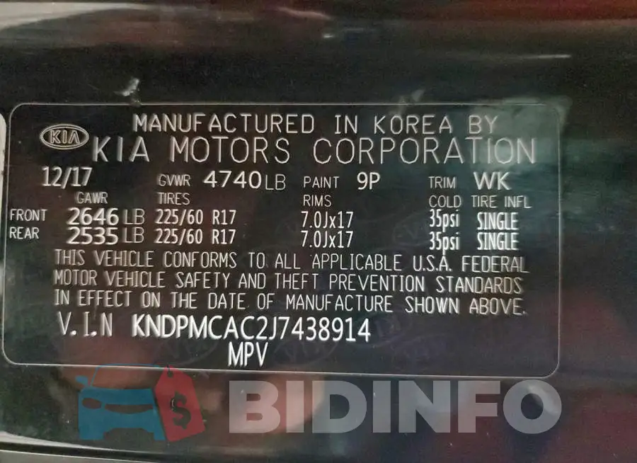 KNDPMCAC2J7438914 Photo# 13