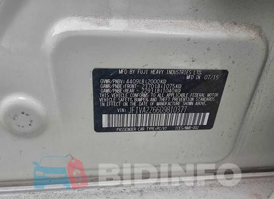 JF1VA2Z66G9810377 Photo# 10