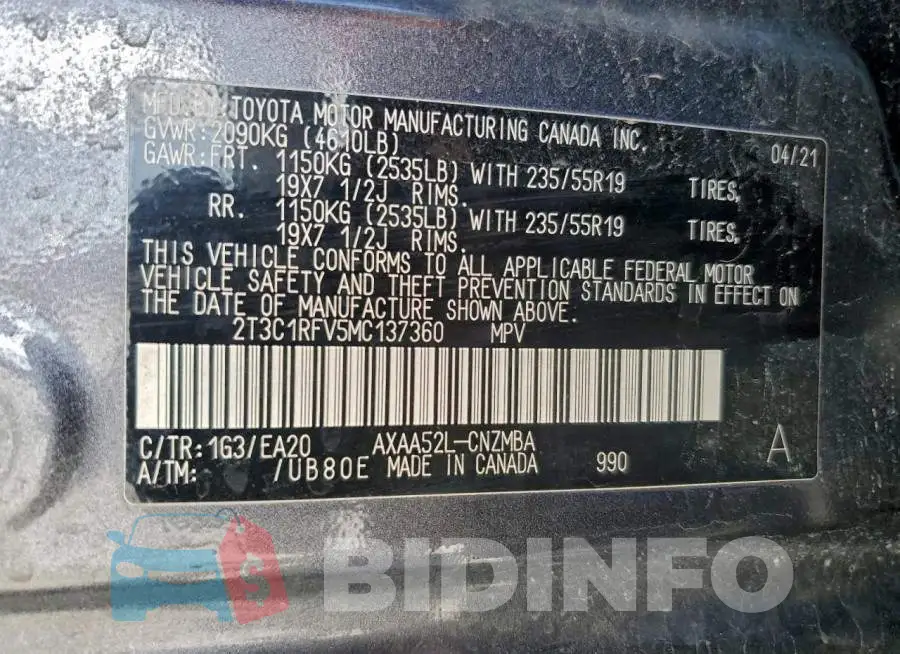 2T3C1RFV5MC137360 Photo# 13